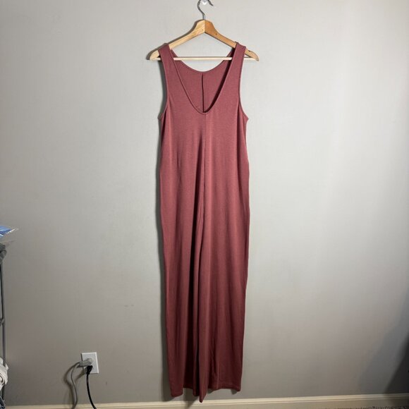 Fabletics Grace Relaxed Jumpsuit Women Large Dark Rouge Red Active Wide Leg NWOT - Picture 5 of 16